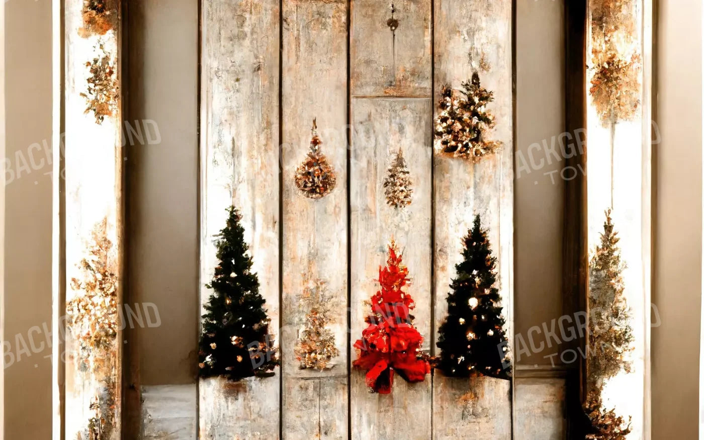 Rustic Holiday Display 16’X10’ Ultracloth (192 X 120 Inch) Backdrop