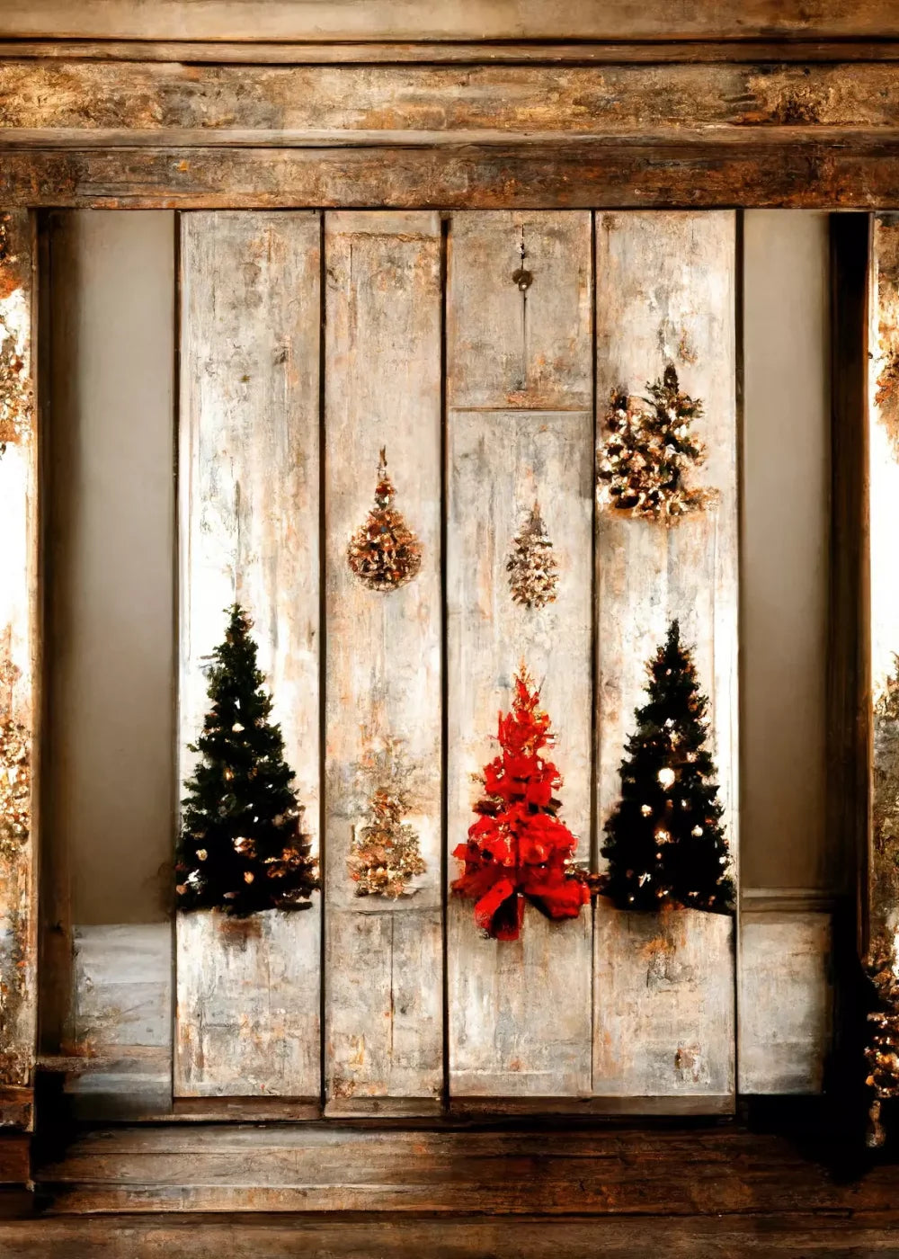 Rustic Holiday Display 5’X7’ Ultracloth (60 X 84 Inch) Backdrop