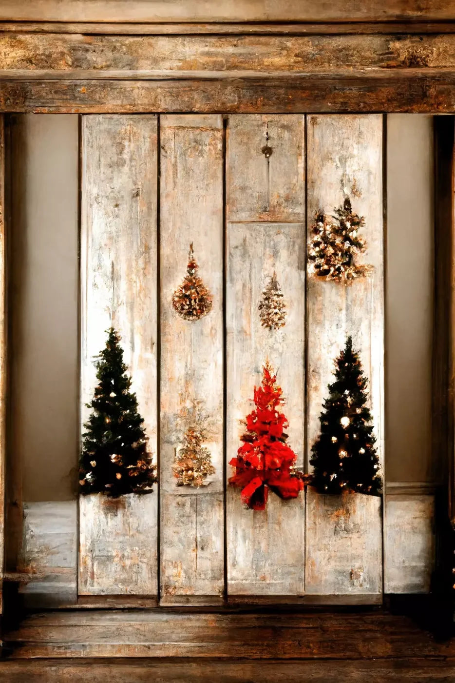 Rustic Holiday Display 8’X12’ Ultracloth (96 X 144 Inch) Backdrop