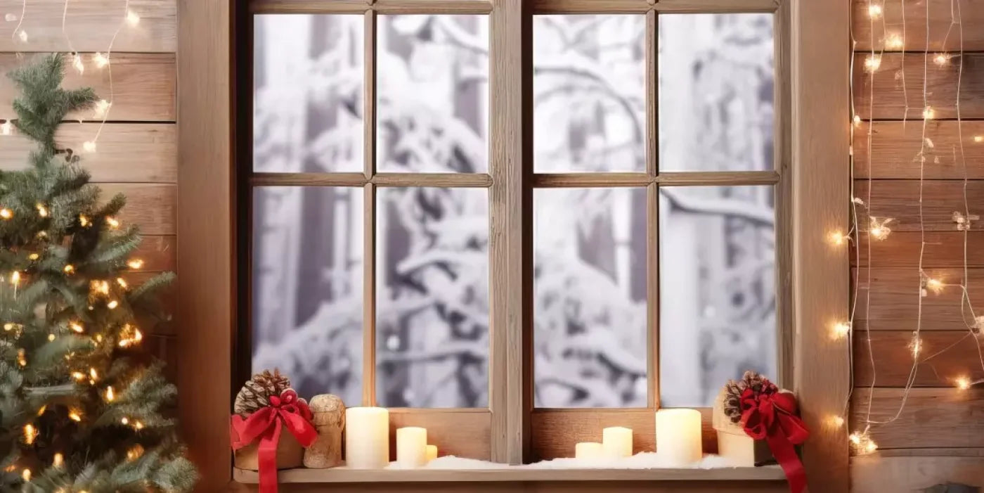 Rustic Snowy Christmas I 20’X10’ Ultracloth (240 X 120 Inch) Backdrop