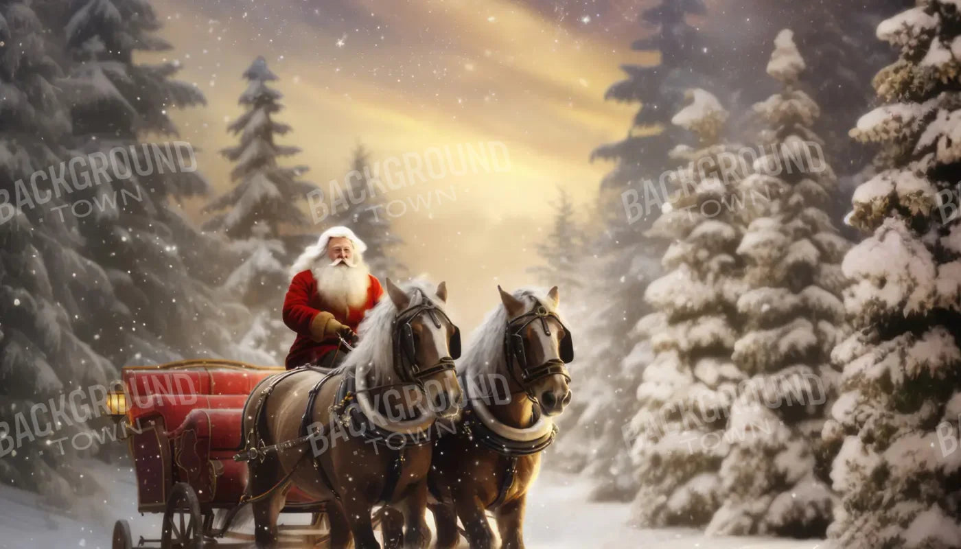 Santa Horse Carriage 14’x8’ UltraCloth (168 x 96 inch) Backdrop
