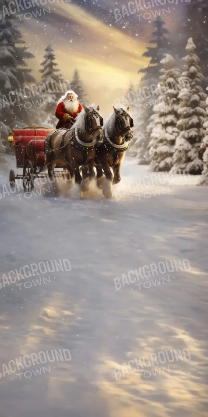 Santa Horse Carriage Sweep 8’x16’ UltraCloth (96 x 192 inch) Backdrop