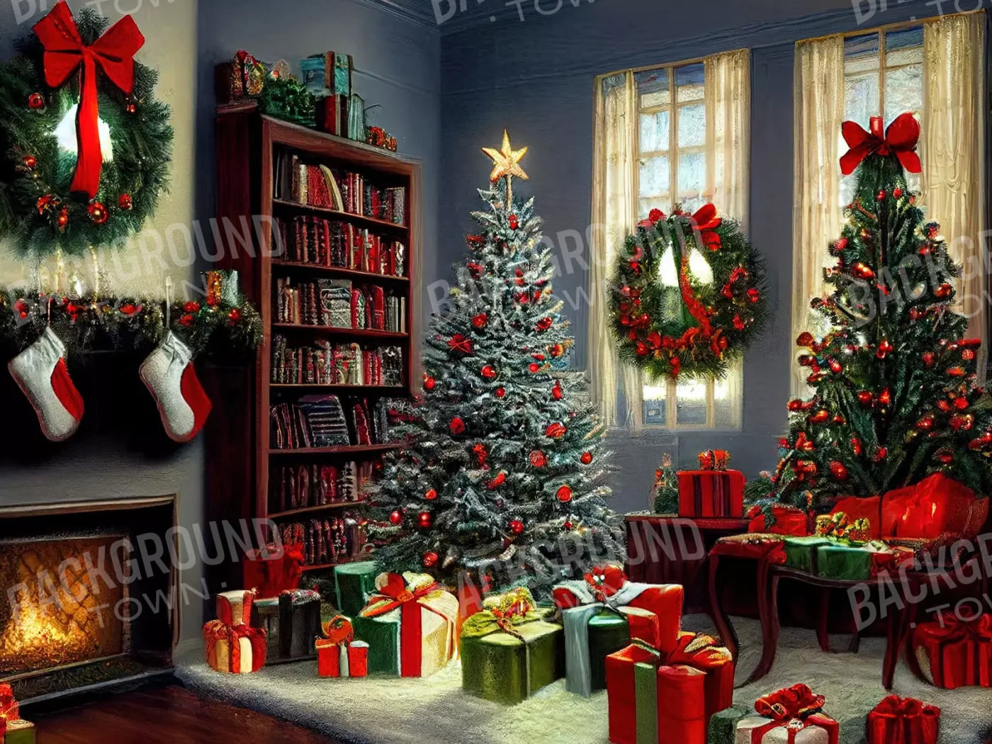 Christmas Nostalgia 8’X6’ Fleece (96 X 72 Inch) Backdrop