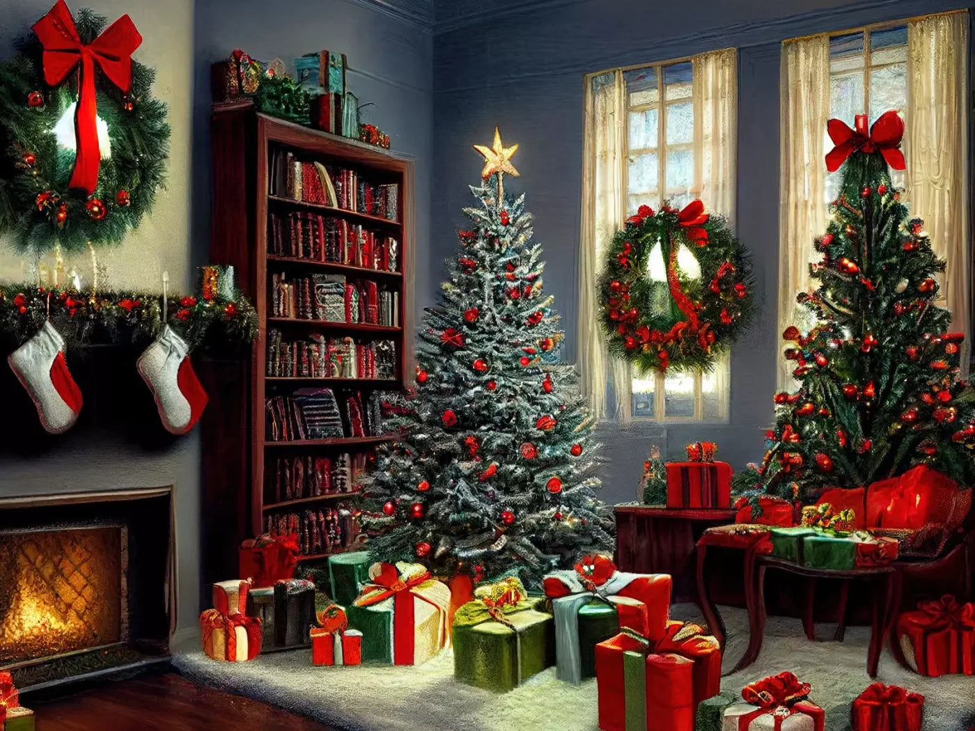 Christmas Nostalgia 8’X6’ Fleece (96 X 72 Inch) Backdrop