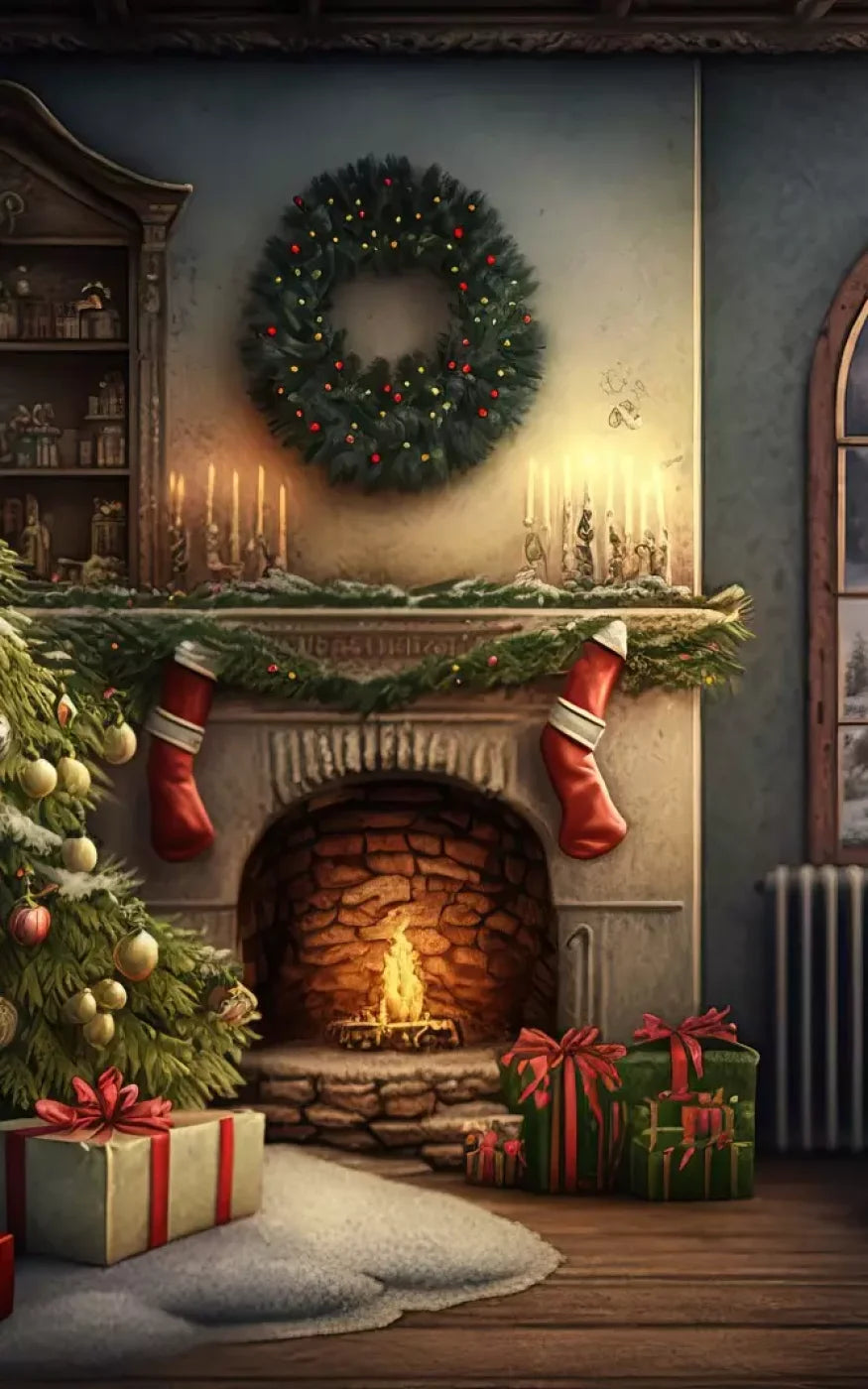 Santa Livingroom 10’X16’ Ultracloth (120 X 192 Inch) Backdrop