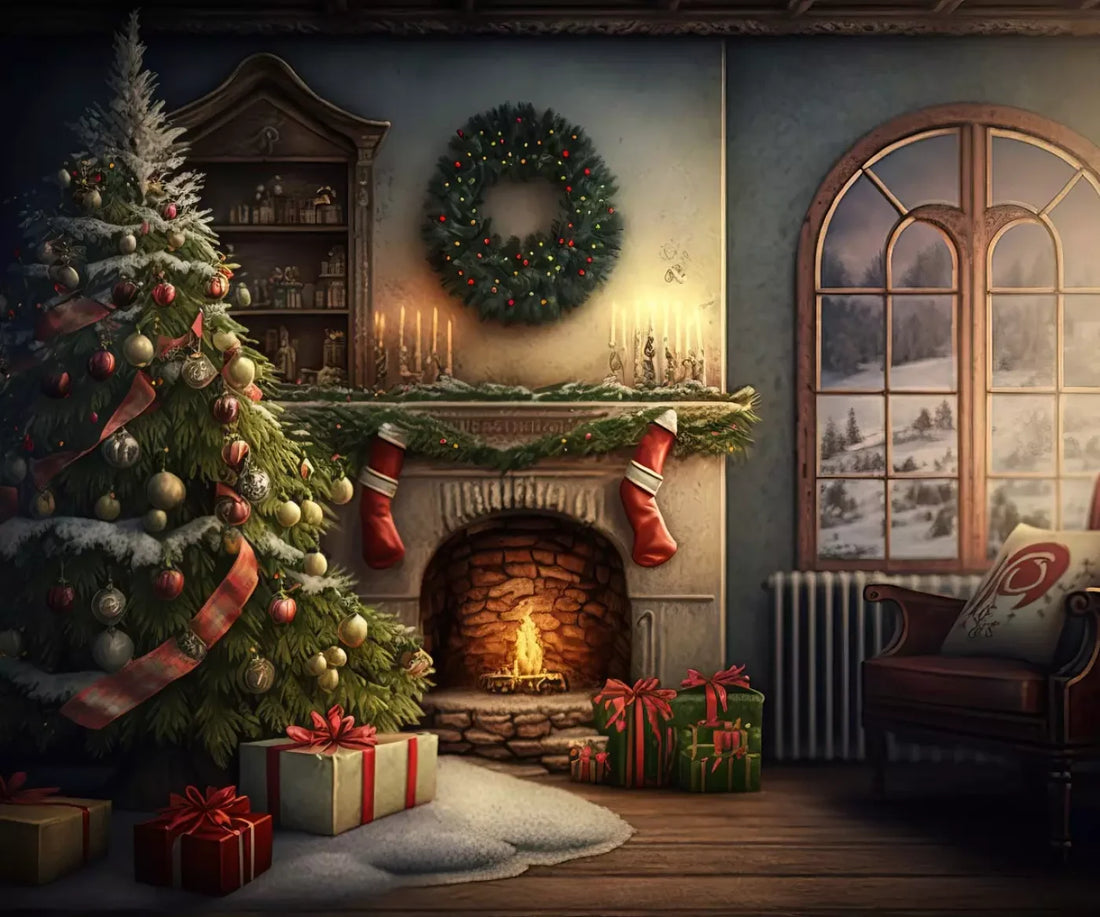 Santa Livingroom 5’X4’2 Fleece (60 X 50 Inch) Backdrop