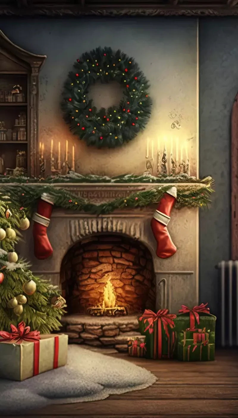 Santa Livingroom 8’X14’ Ultracloth (96 X 168 Inch) Backdrop