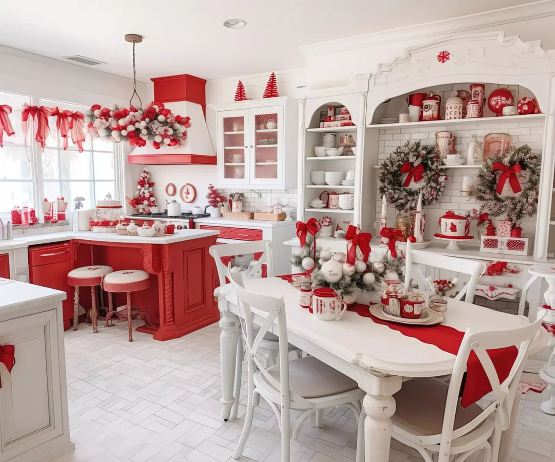 Rustic Christmas Kitchen 5’X4’2 Fleece (60 X 50 Inch) Backdrop