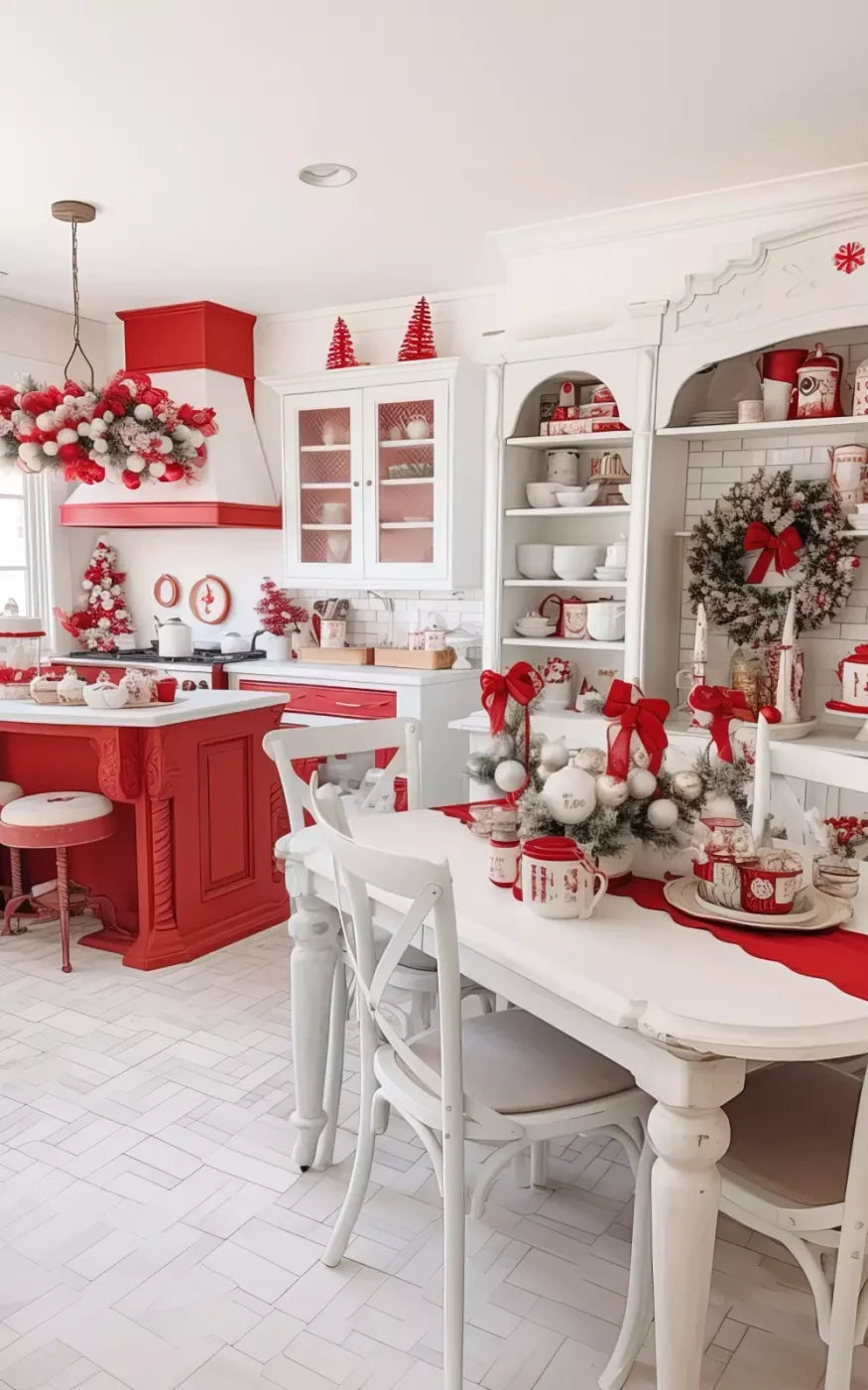 Rustic Christmas Kitchen 5’X8’ Ultracloth (60 X 96 Inch) Backdrop