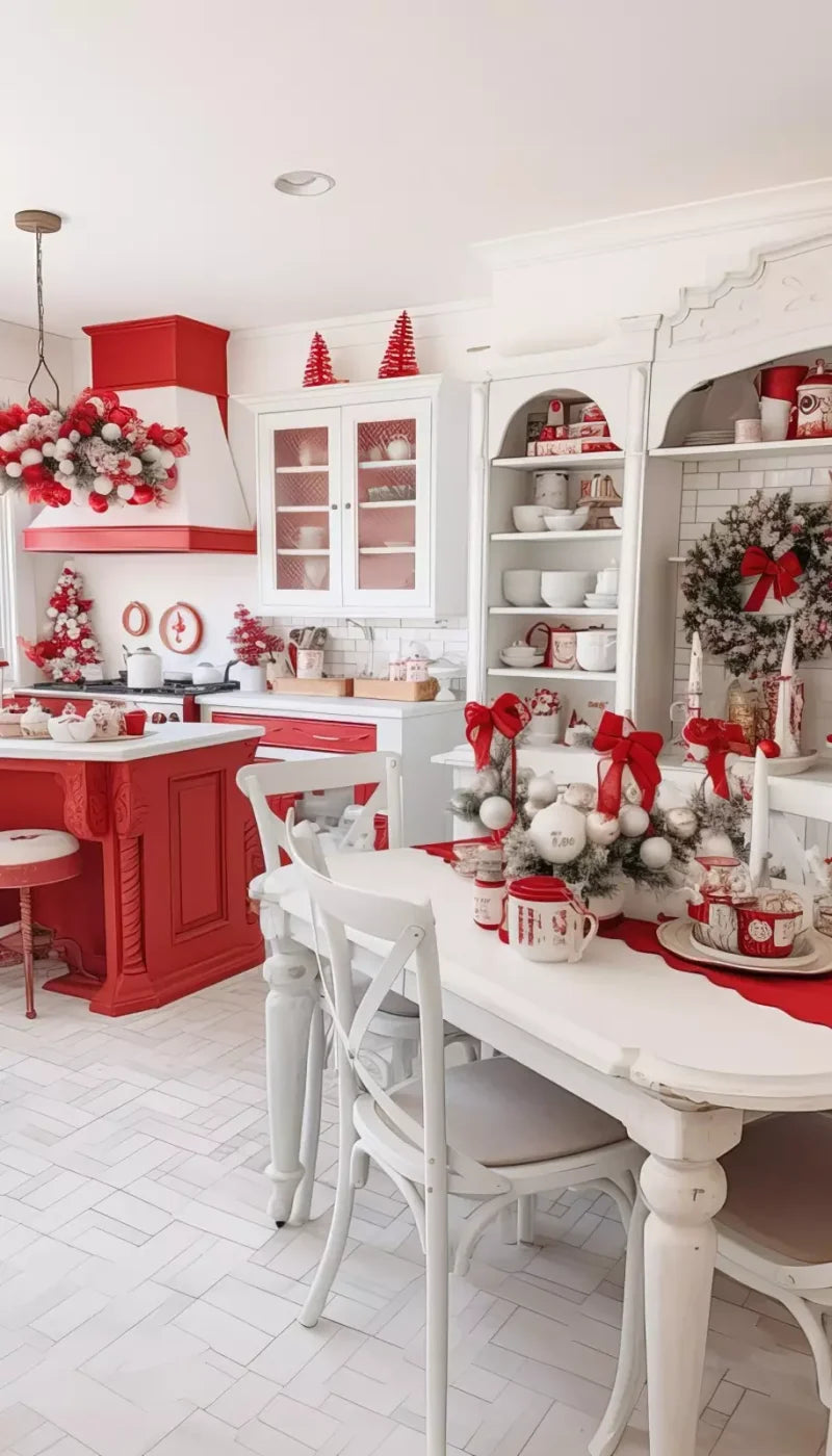 Rustic Christmas Kitchen 8’X14’ Ultracloth (96 X 168 Inch) Backdrop