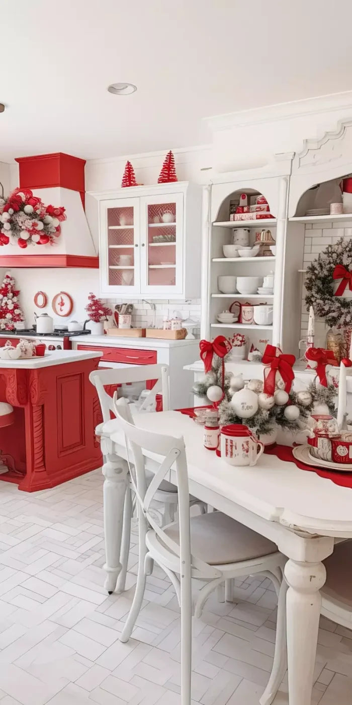 Rustic Christmas Kitchen 8’X16’ Ultracloth (96 X 192 Inch) Backdrop