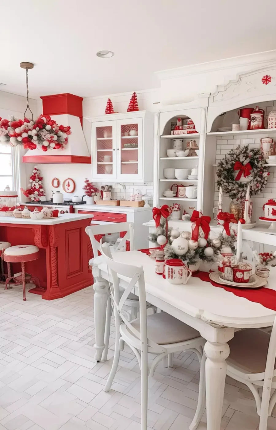Rustic Christmas Kitchen 9’X14’ Ultracloth (108 X 168 Inch) Backdrop