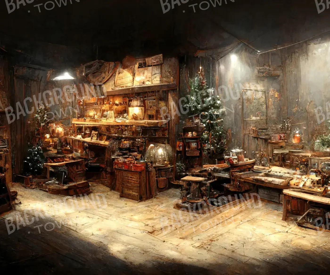 Santas Rustic Workshop 12’x10’ UltraCloth (144 x 120 inch) Backdrop