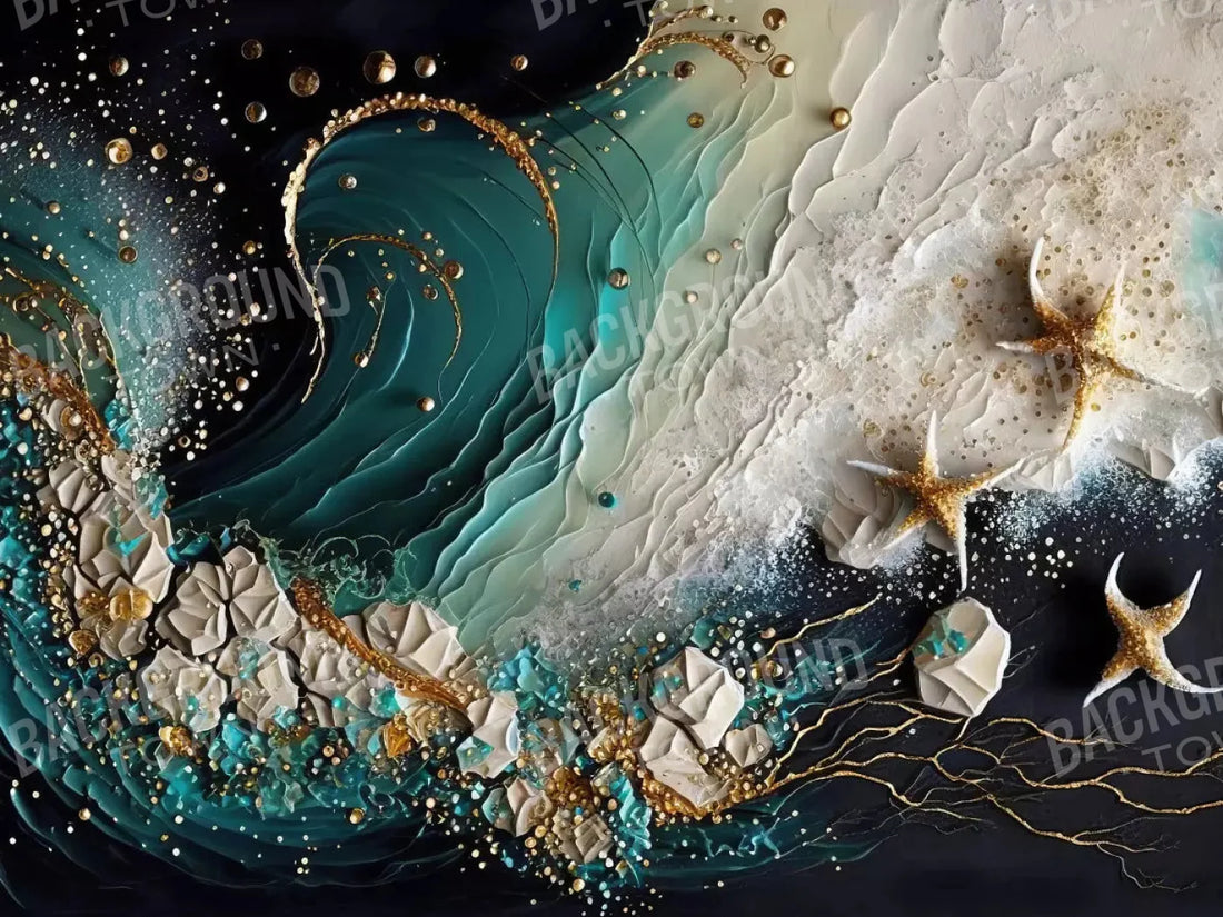 Seaside Abstract Dark H 68X5 Fleece ( 80 X 60 Inch ) Backdrop