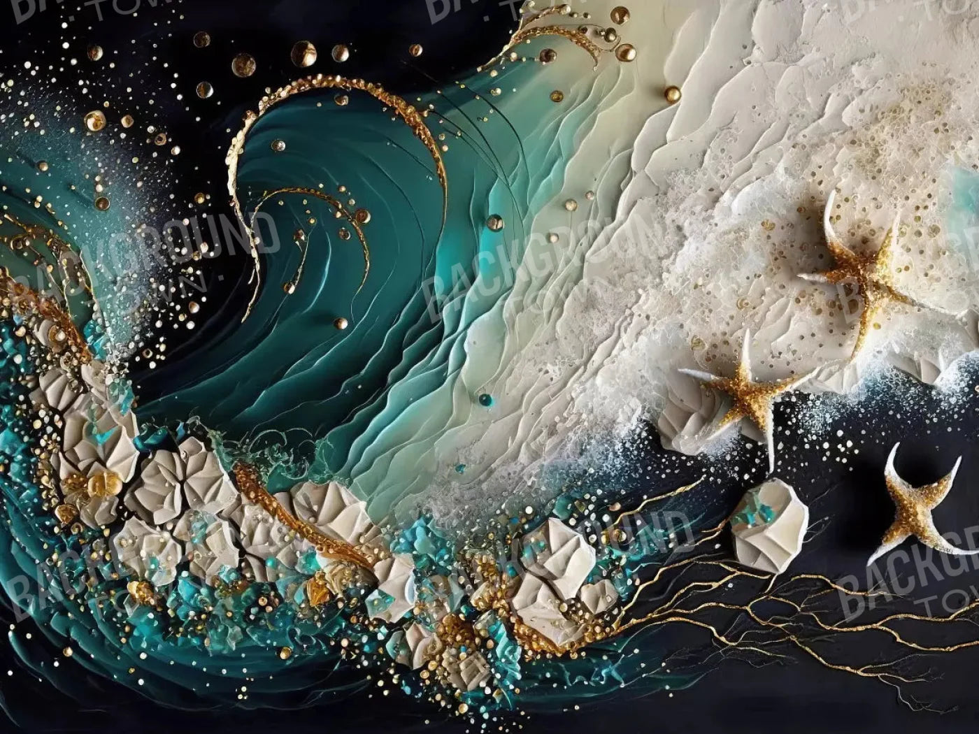 Seaside Abstract Dark H 68X5 Fleece ( 80 X 60 Inch ) Backdrop