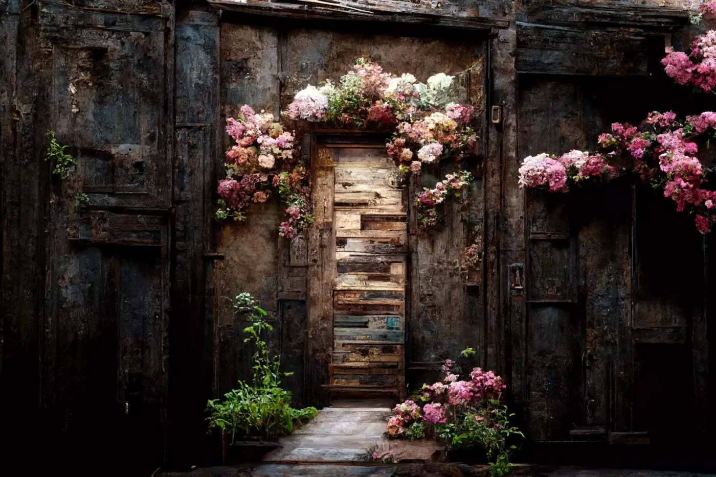Secluded Pink Flowers 12’X8’ Ultracloth (144 X 96 Inch) Backdrop