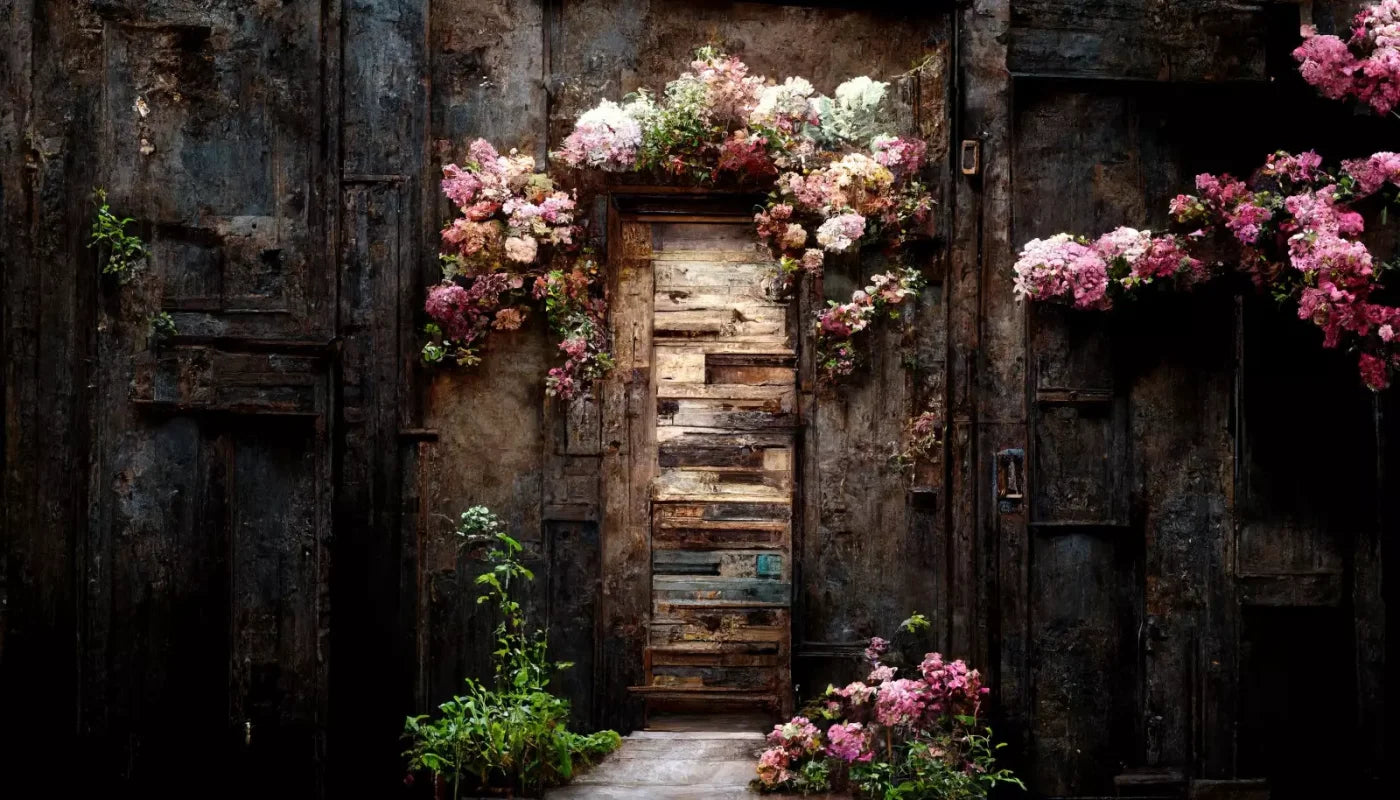 Secluded Pink Flowers 14’X8’ Ultracloth (168 X 96 Inch) Backdrop