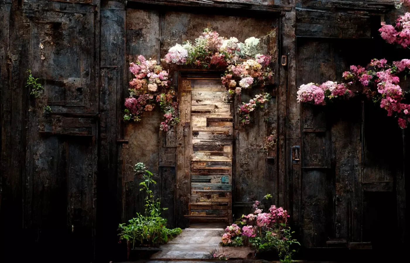 Secluded Pink Flowers 14’X9’ Ultracloth (168 X 108 Inch) Backdrop