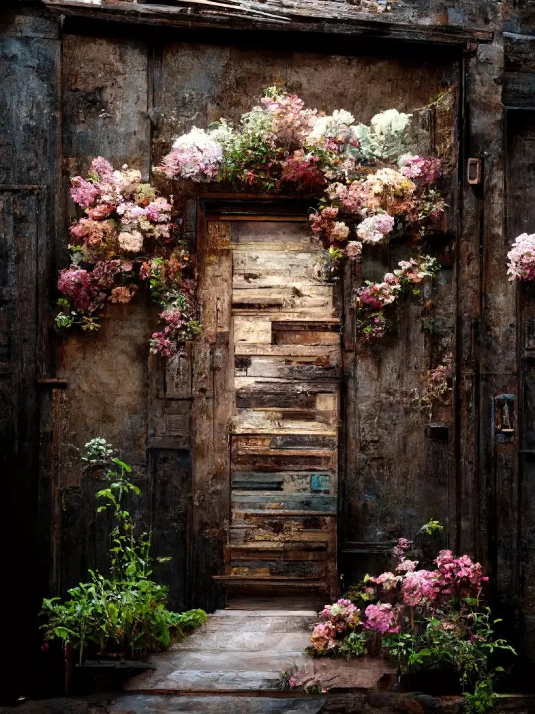 Secluded Pink Flowers 5’X6’8 Fleece (60 X 80 Inch) Backdrop