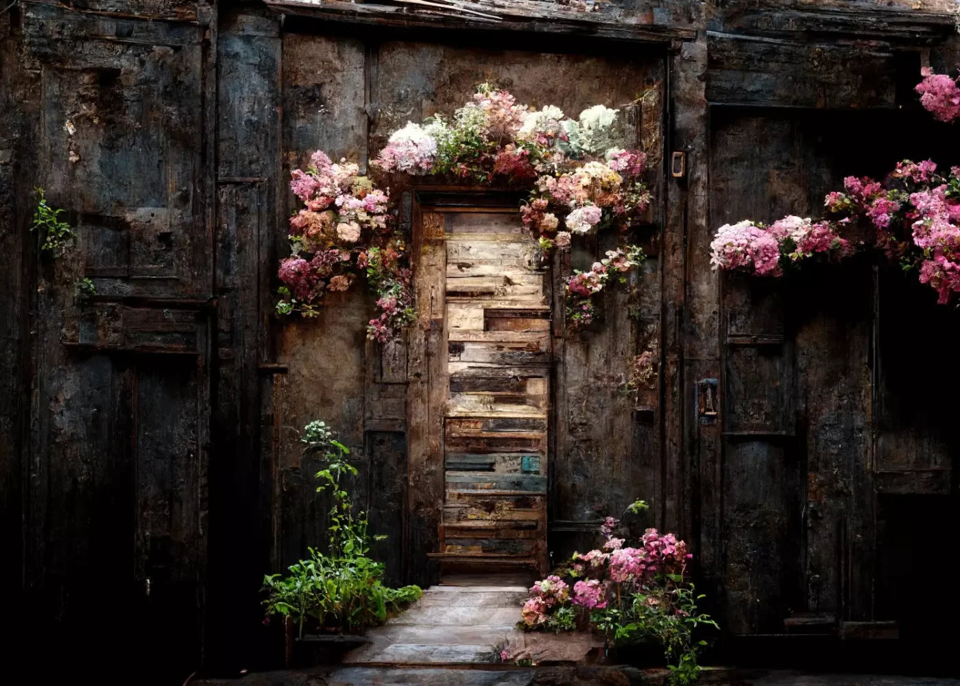Secluded Pink Flowers 7’X5’ Ultracloth (84 X 60 Inch) Backdrop