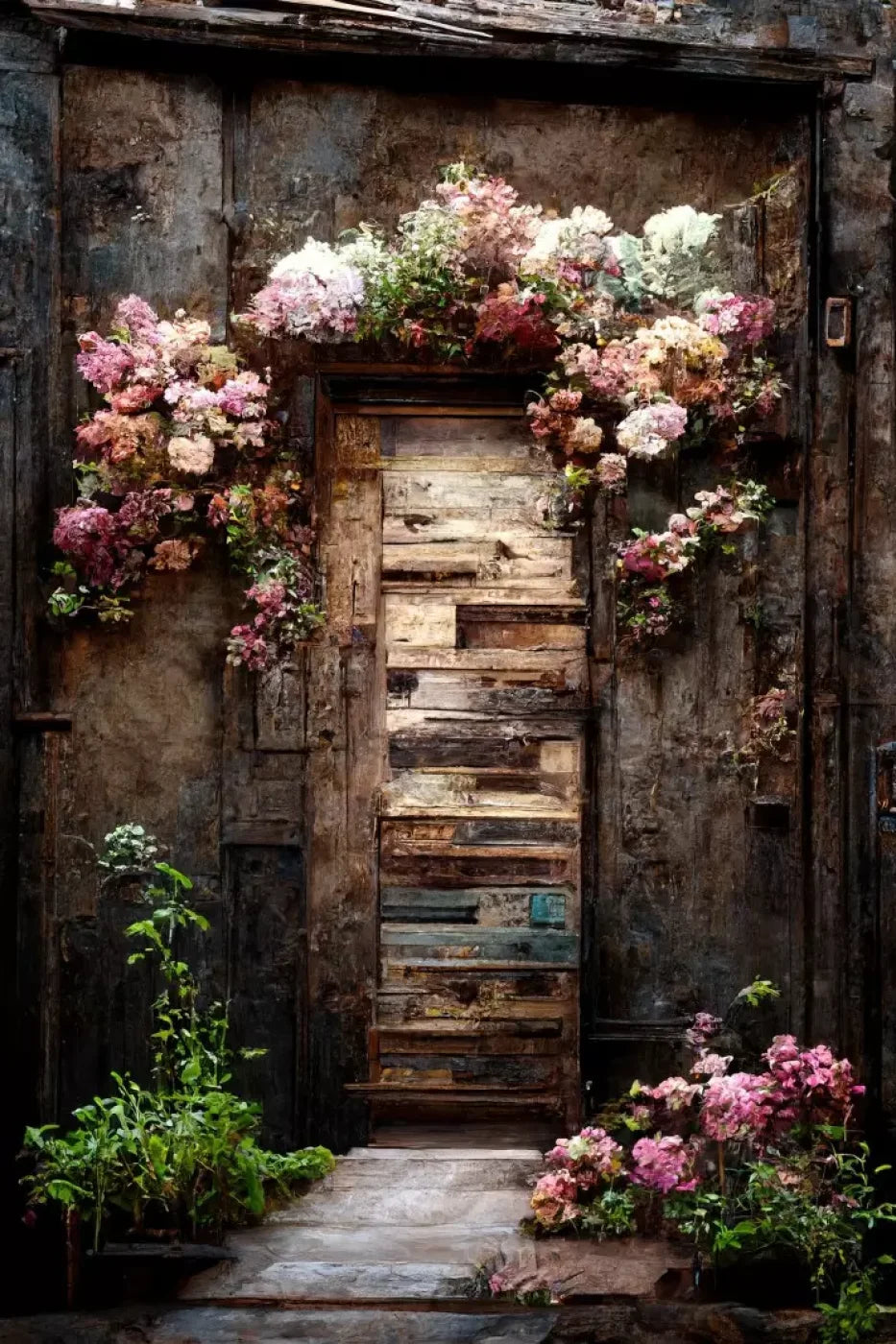Secluded Pink Flowers 8’X12’ Ultracloth (96 X 144 Inch) Backdrop