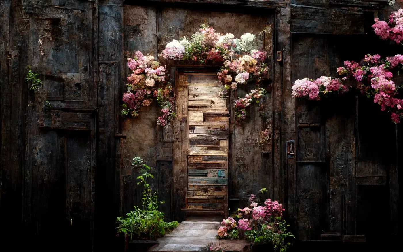 Secluded Pink Flowers 8’X5’ Ultracloth (96 X 60 Inch) Backdrop
