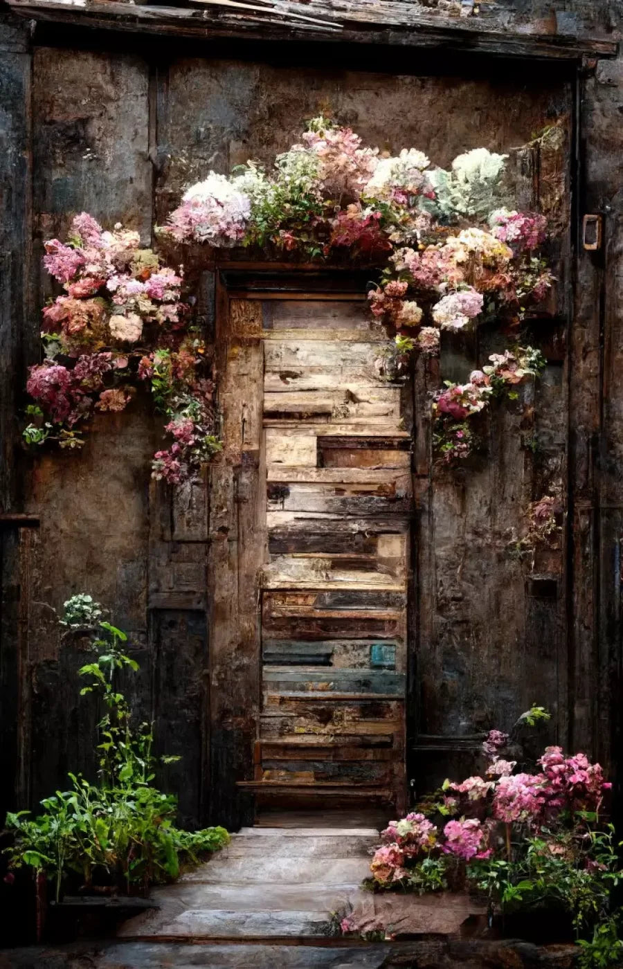 Secluded Pink Flowers 9’X14’ Ultracloth (108 X 168 Inch) Backdrop