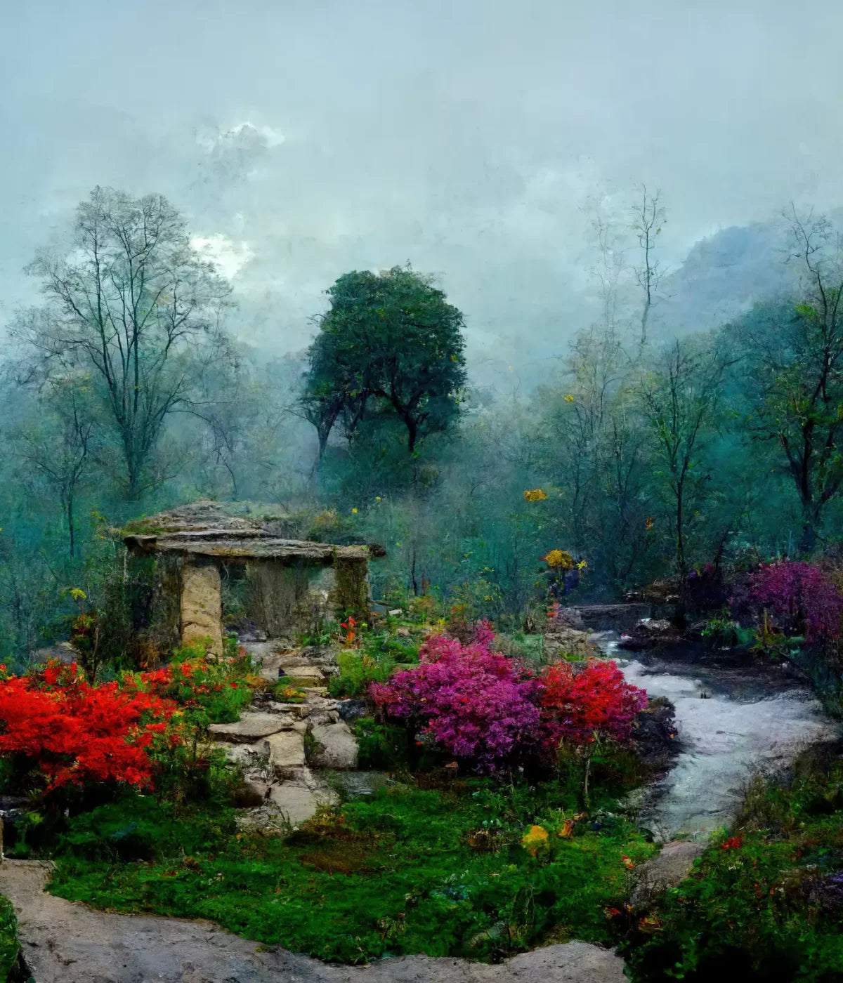 Secret Garden Mist 10X12 Ultracloth ( 120 X 144 Inch ) Backdrop