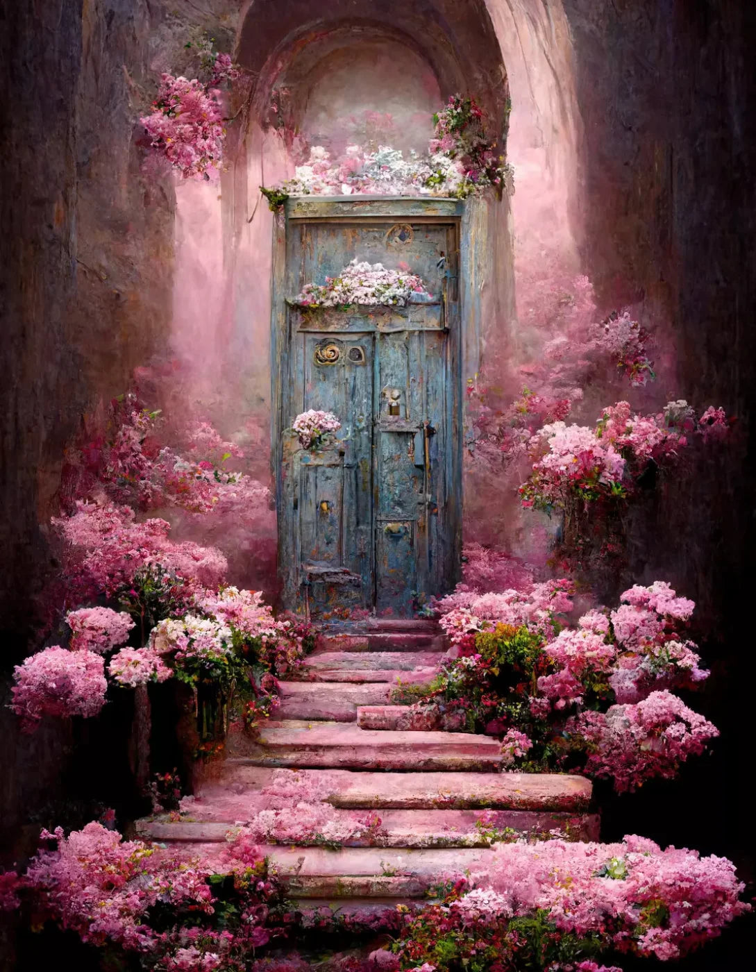 Secret Pink Garden 6X8 Fleece ( 72 X 96 Inch ) Backdrop