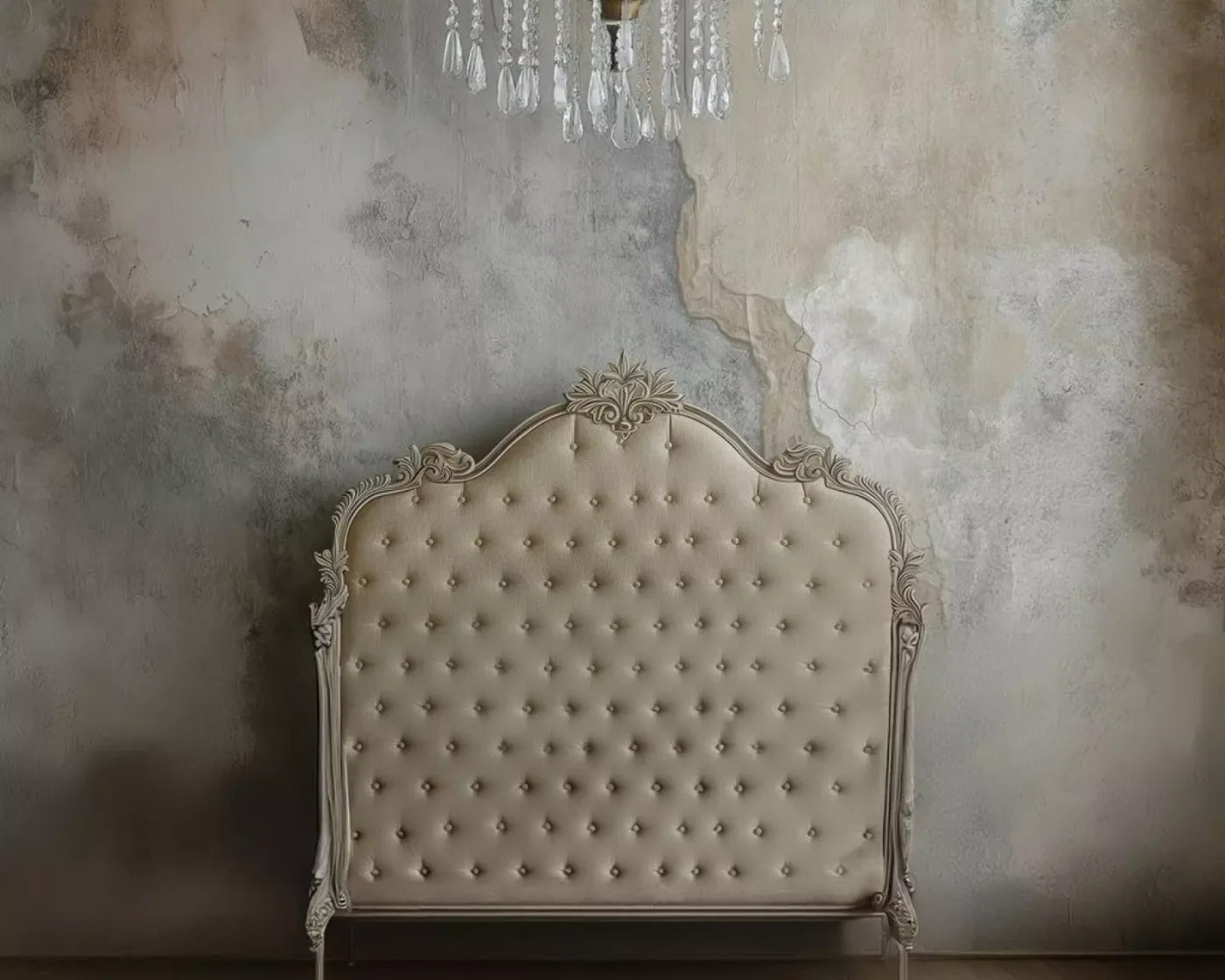Shabby Chic Bedroom Wall Iv 10’X8’ Fleece (120 X 96 Inch) Backdrop