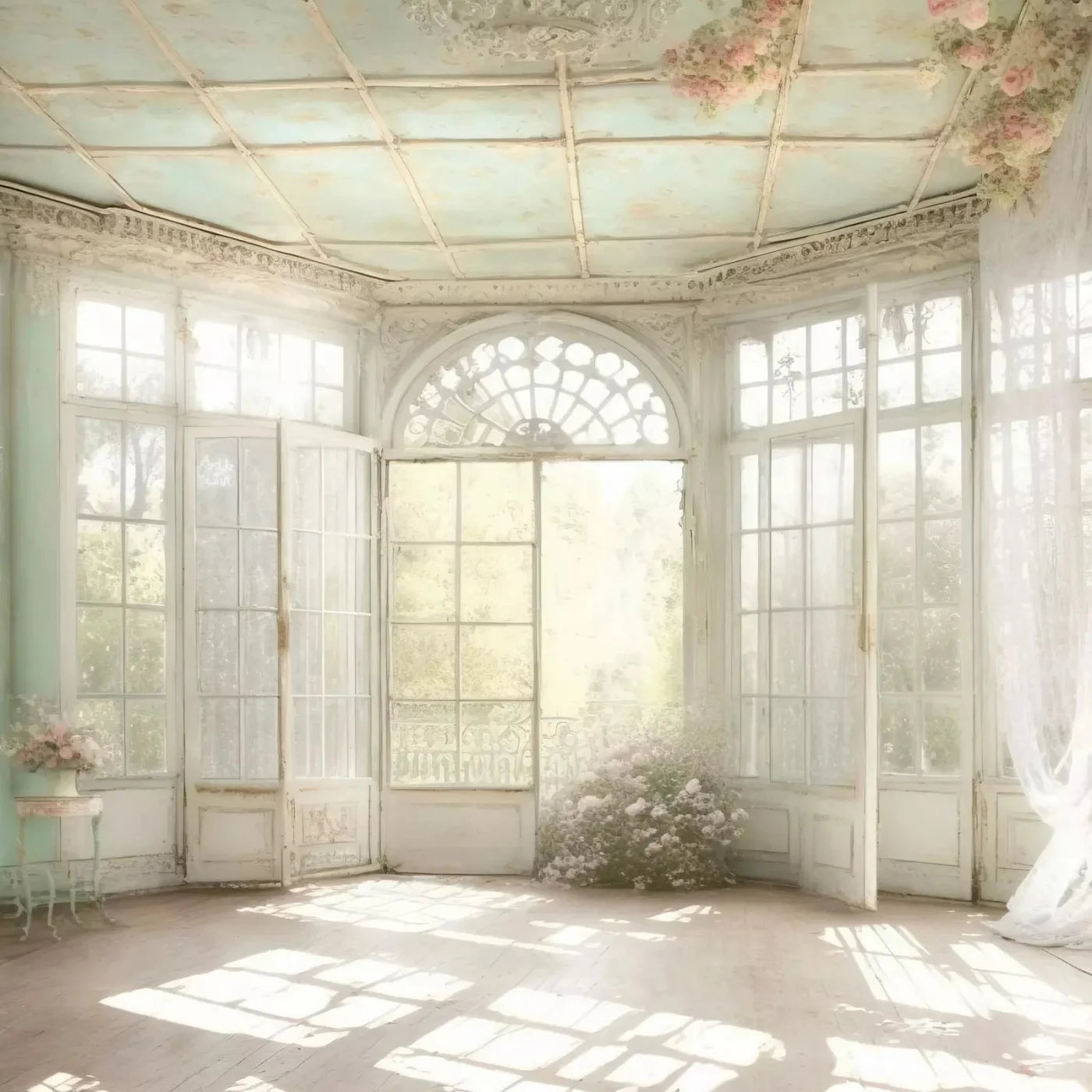 Shabby Chic Sunroom Ii 8X8 Fleece ( 96 X Inch ) Backdrop