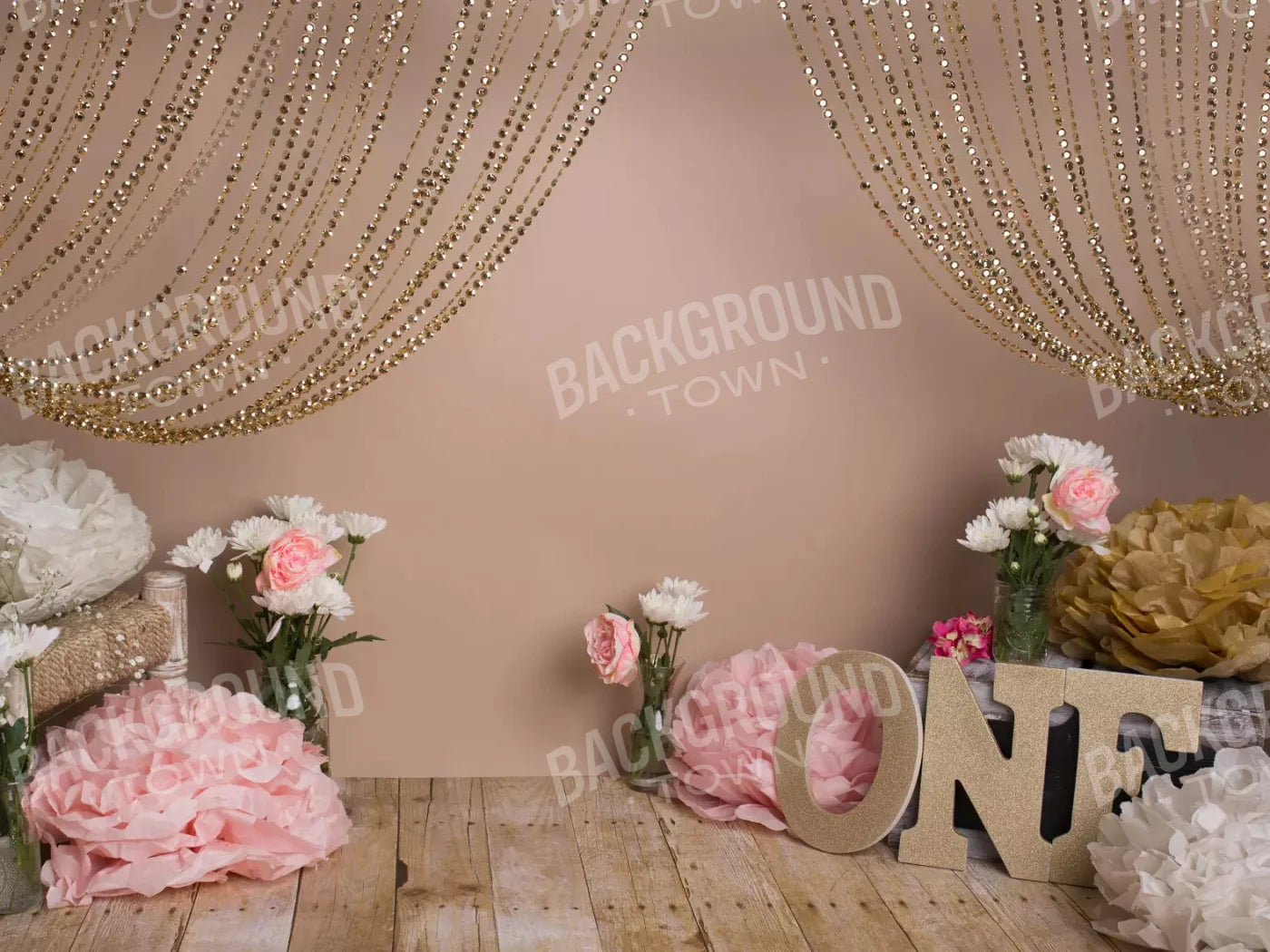 Shabby Pink One 7X5 Ultracloth ( 84 X 60 Inch ) Backdrop