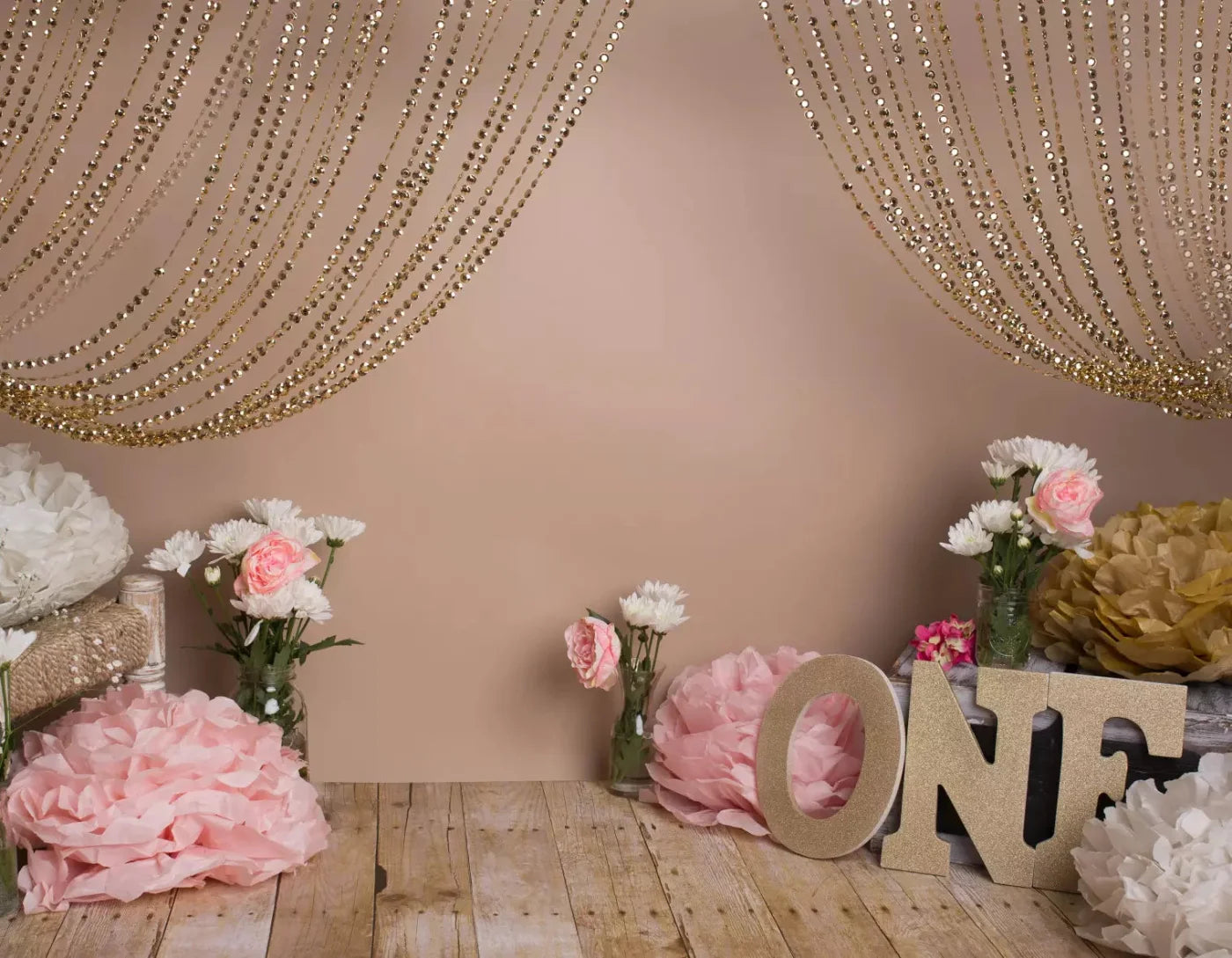 Shabby Pink One 8X6 Fleece ( 96 X 72 Inch ) Backdrop