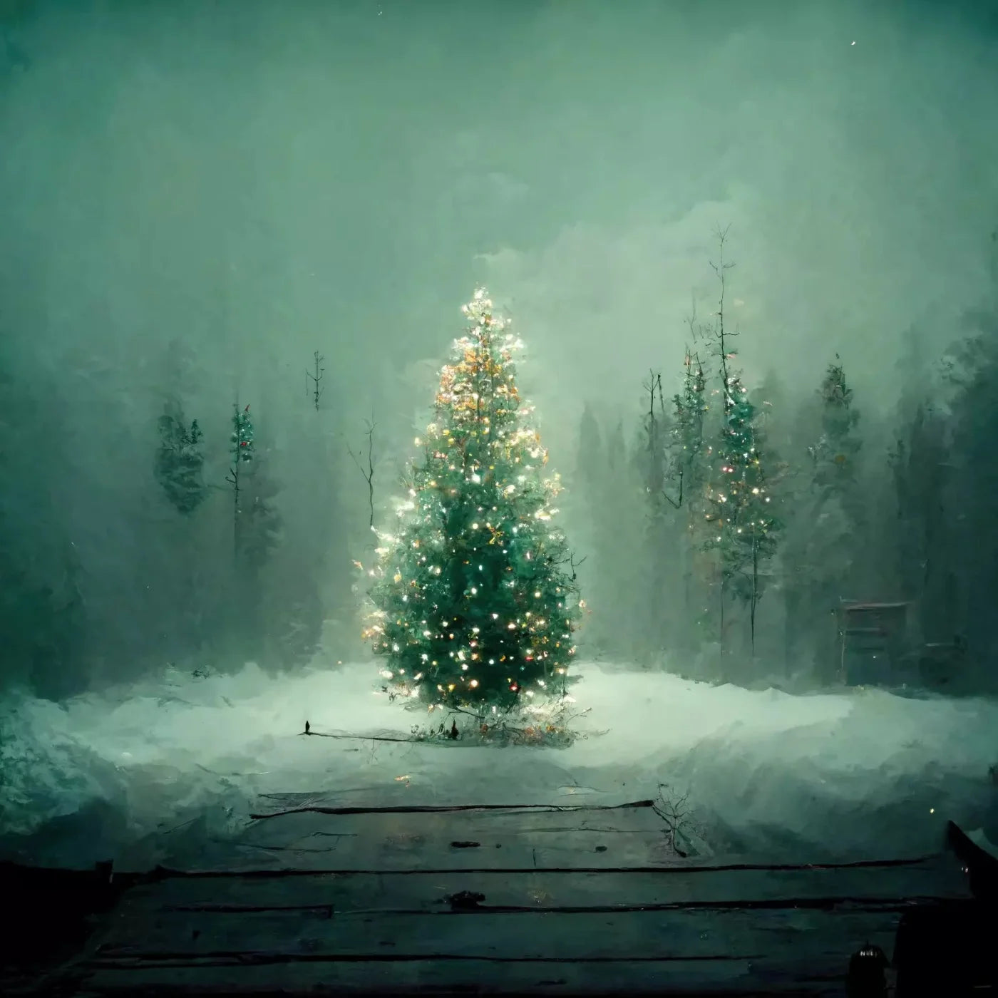 Silent Night 8X8 Fleece ( 96 X Inch ) Backdrop