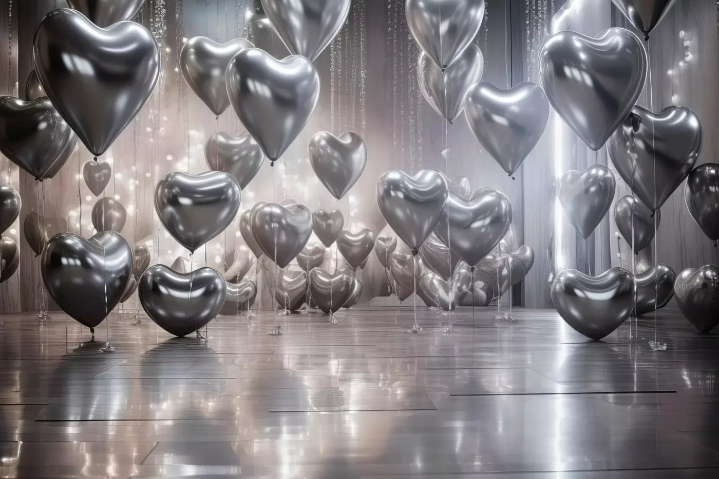 Silver Heart Elegance I 12’X8’ Ultracloth (144 X 96 Inch) Backdrop