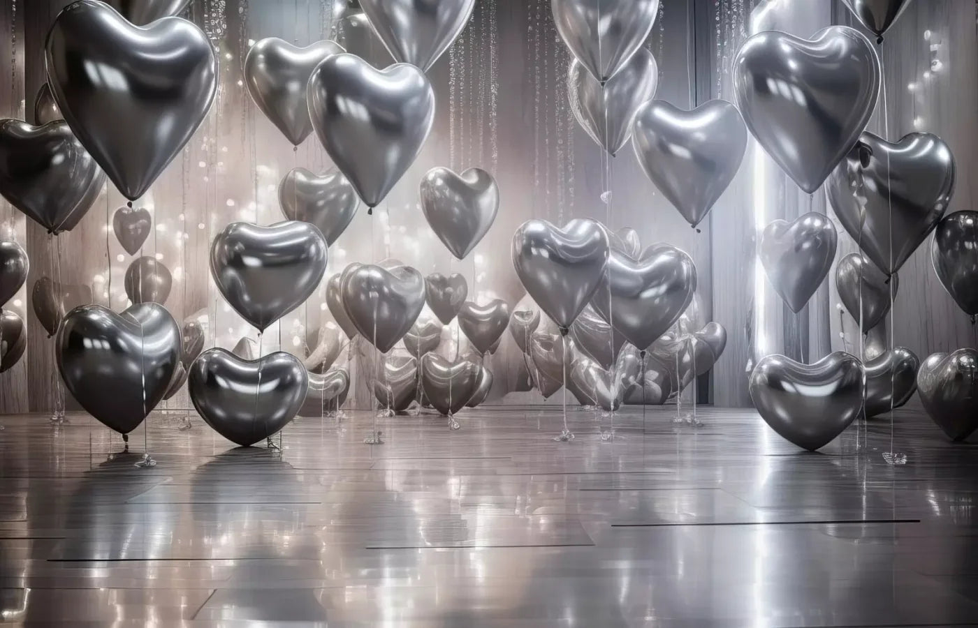 Silver Heart Elegance I 14’X9’ Ultracloth (168 X 108 Inch) Backdrop