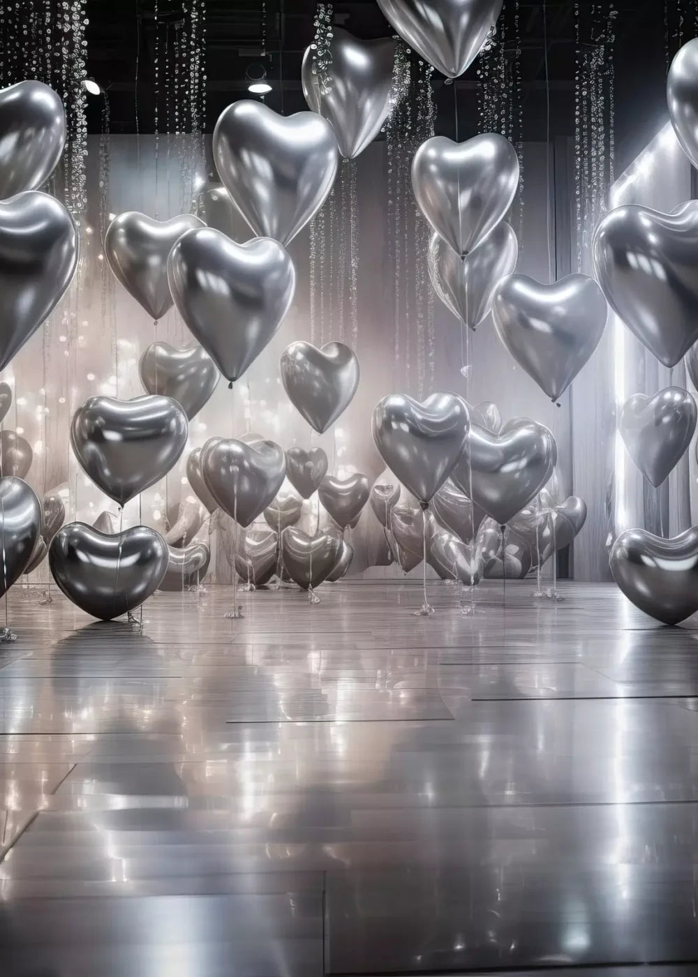 Silver Heart Elegance I 5’X7’ Ultracloth (60 X 84 Inch) Backdrop
