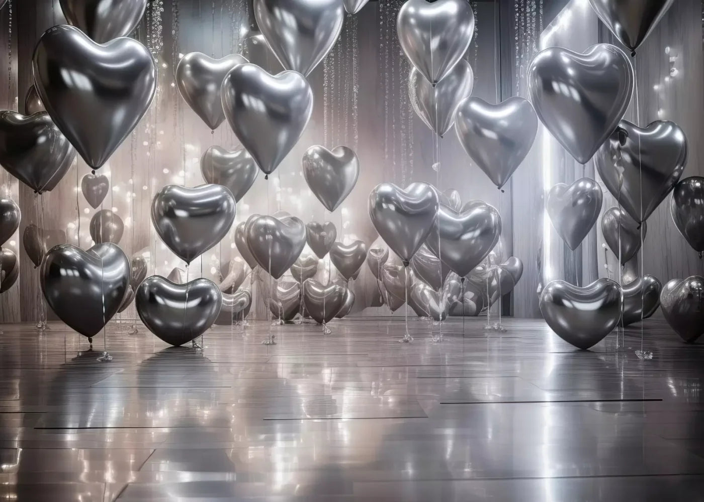 Silver Heart Elegance I 7’X5’ Ultracloth (84 X 60 Inch) Backdrop