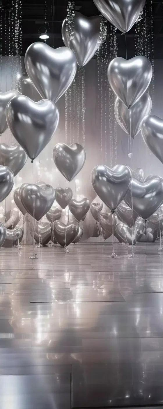 Silver Heart Elegance I 8’X20’ Ultracloth (96 X 240 Inch) Backdrop