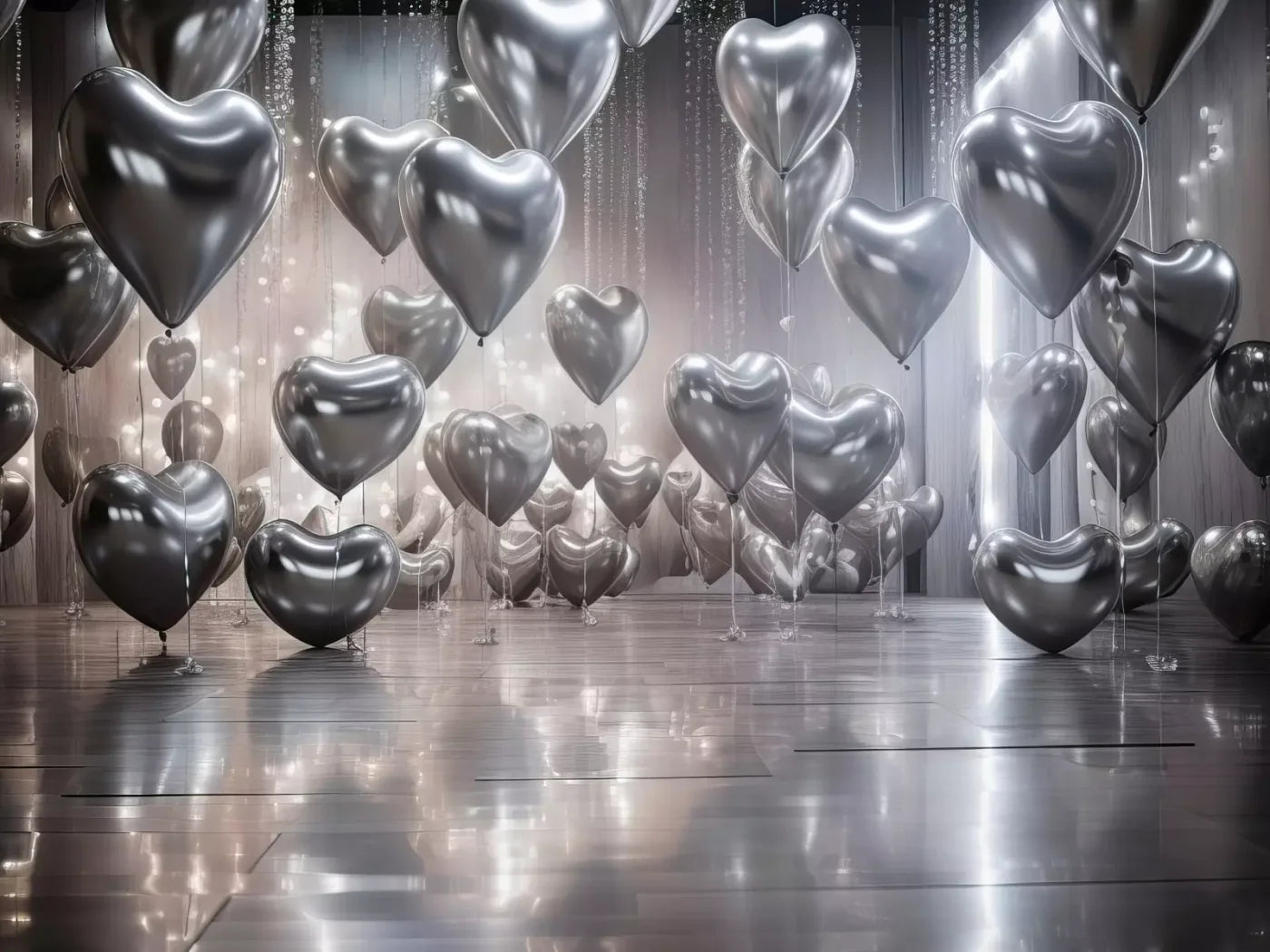 Silver Heart Elegance I 8’X6’ Fleece (96 X 72 Inch) Backdrop