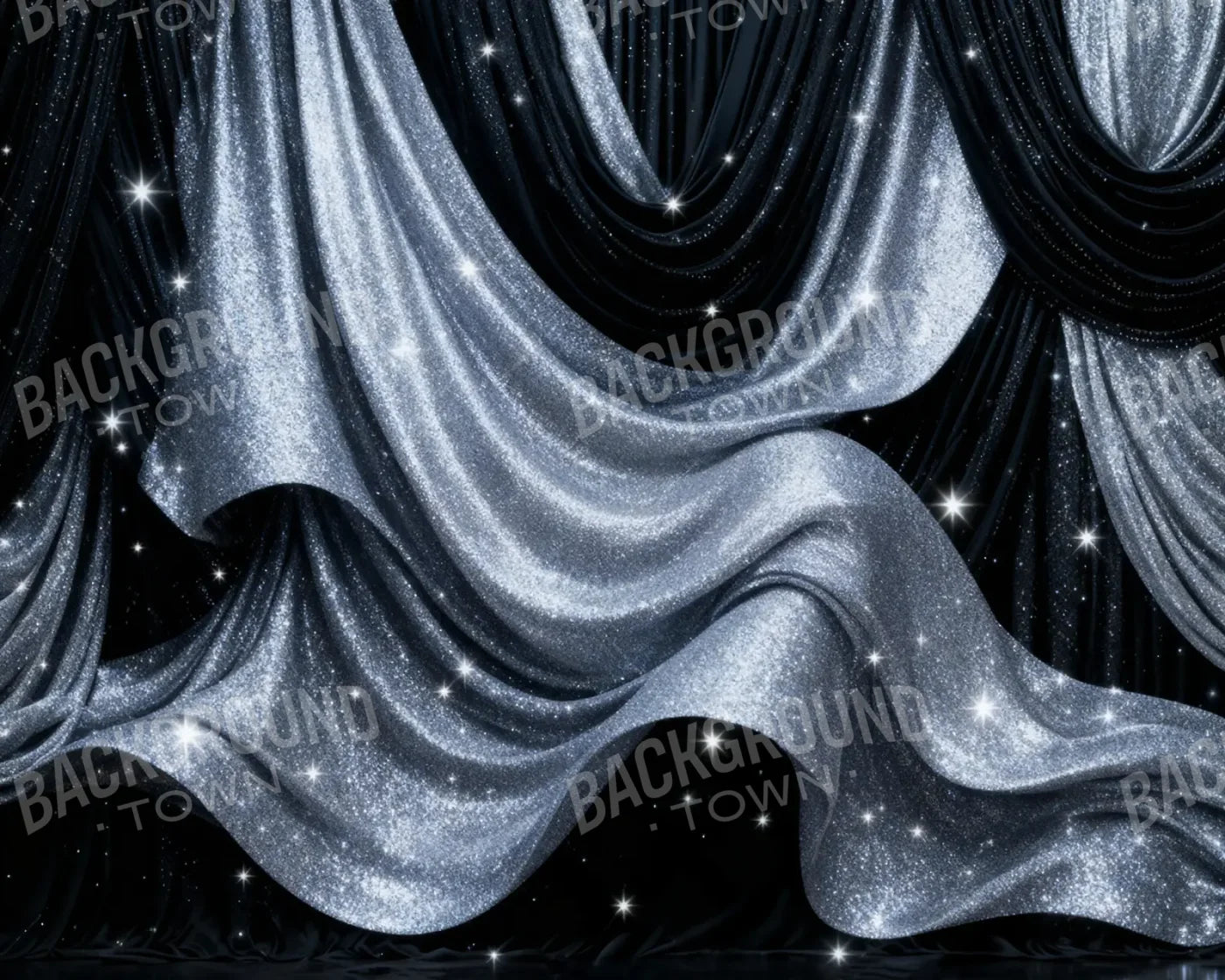 Silver Stardust Drapes New Years 10’x8’ Fleece (120 x 96 inch) Backdrop