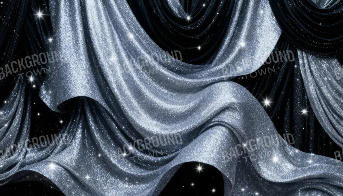 Silver Stardust Drapes New Years 14’x8’ UltraCloth (168 x 96 inch) Backdrop