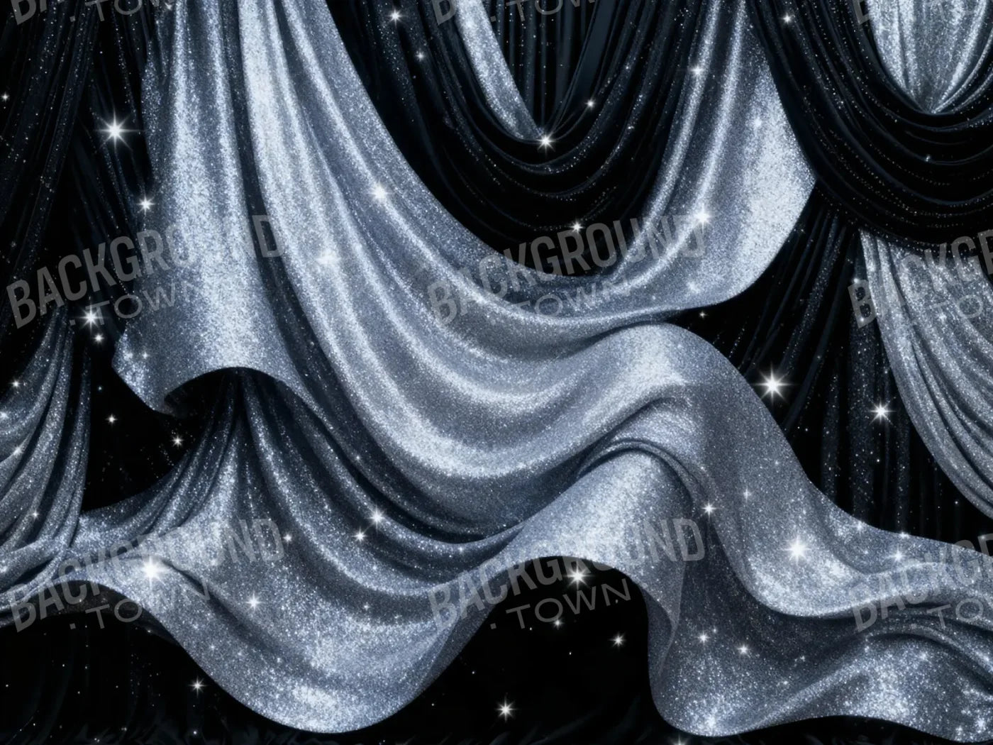 Silver Stardust Drapes New Years 8’x6’ Fleece (96 x 72 inch) Backdrop