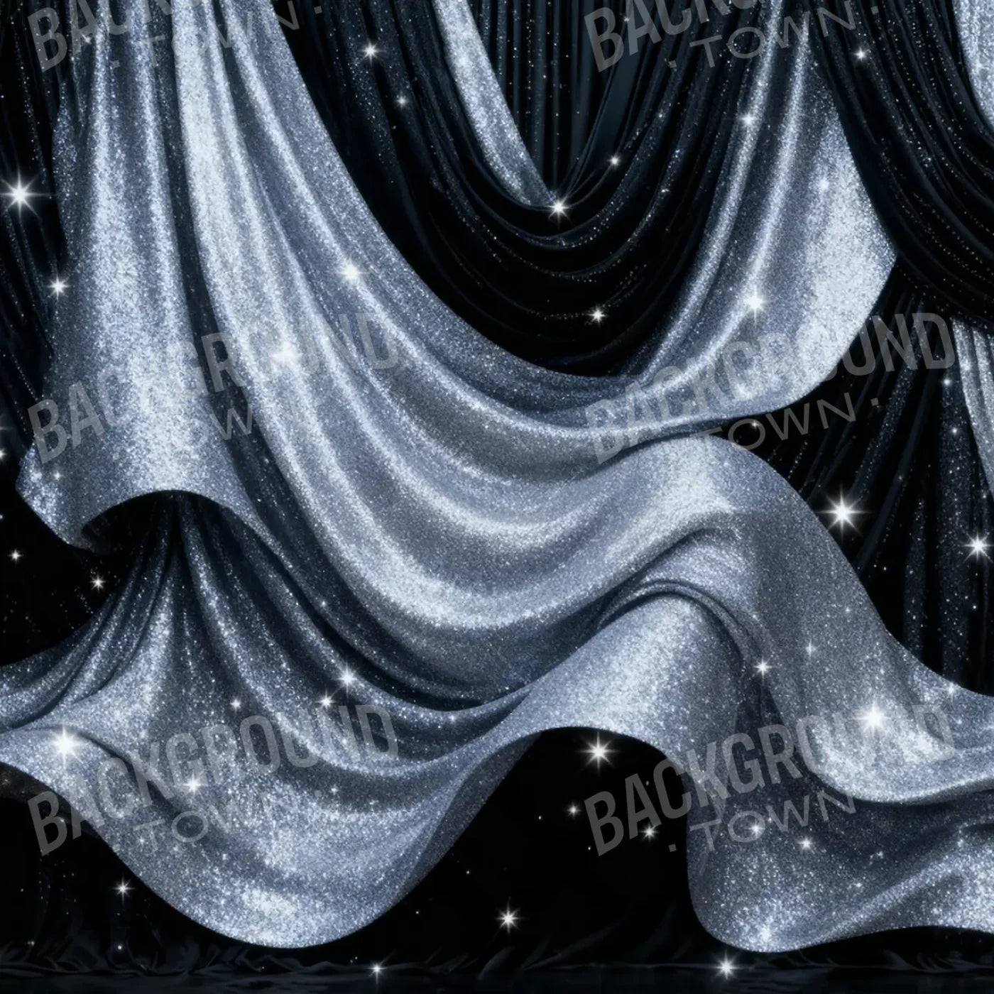 Silver Stardust Drapes New Years 8’x8’ Fleece (96 x 96 inch) Backdrop