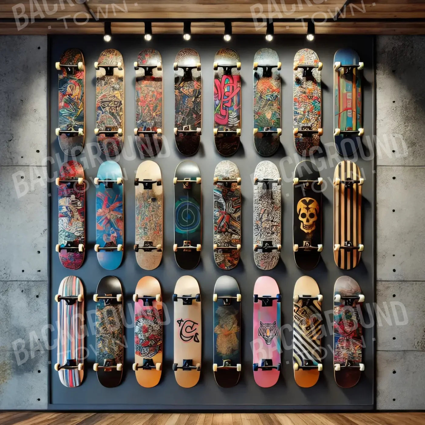Skate Board Display 8’x8’ Fleece (96 x 96 inch) Backdrop