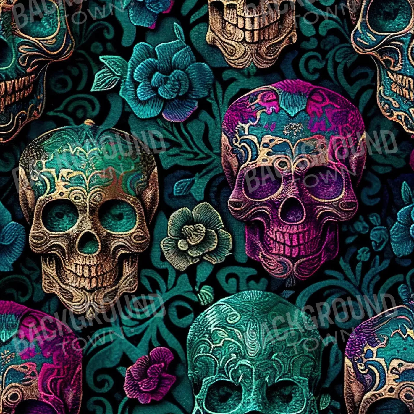 Skulls 10X10 Ultracloth ( 120 X Inch ) Backdrop