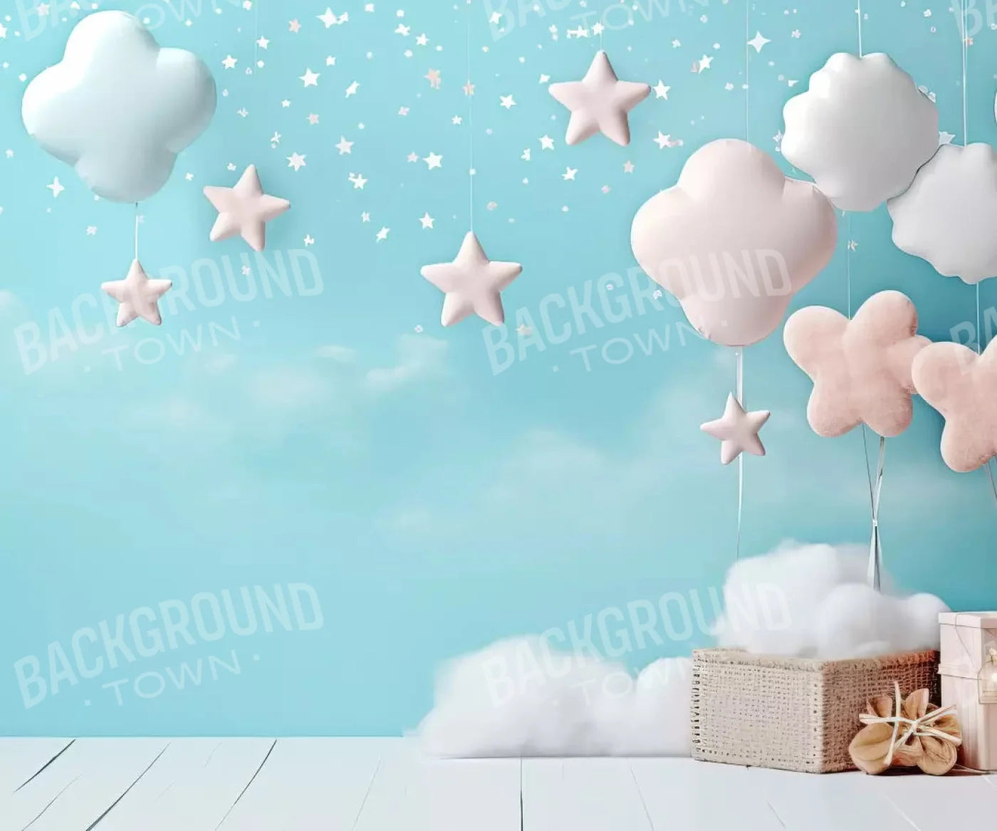 Clouds and stars sleepy time for babies set design Backdrop for Photography