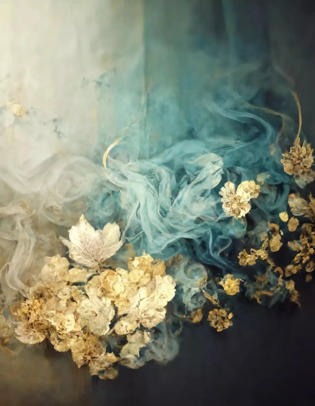 Smoky Flowers 6X8 Fleece ( 72 X 96 Inch ) Backdrop