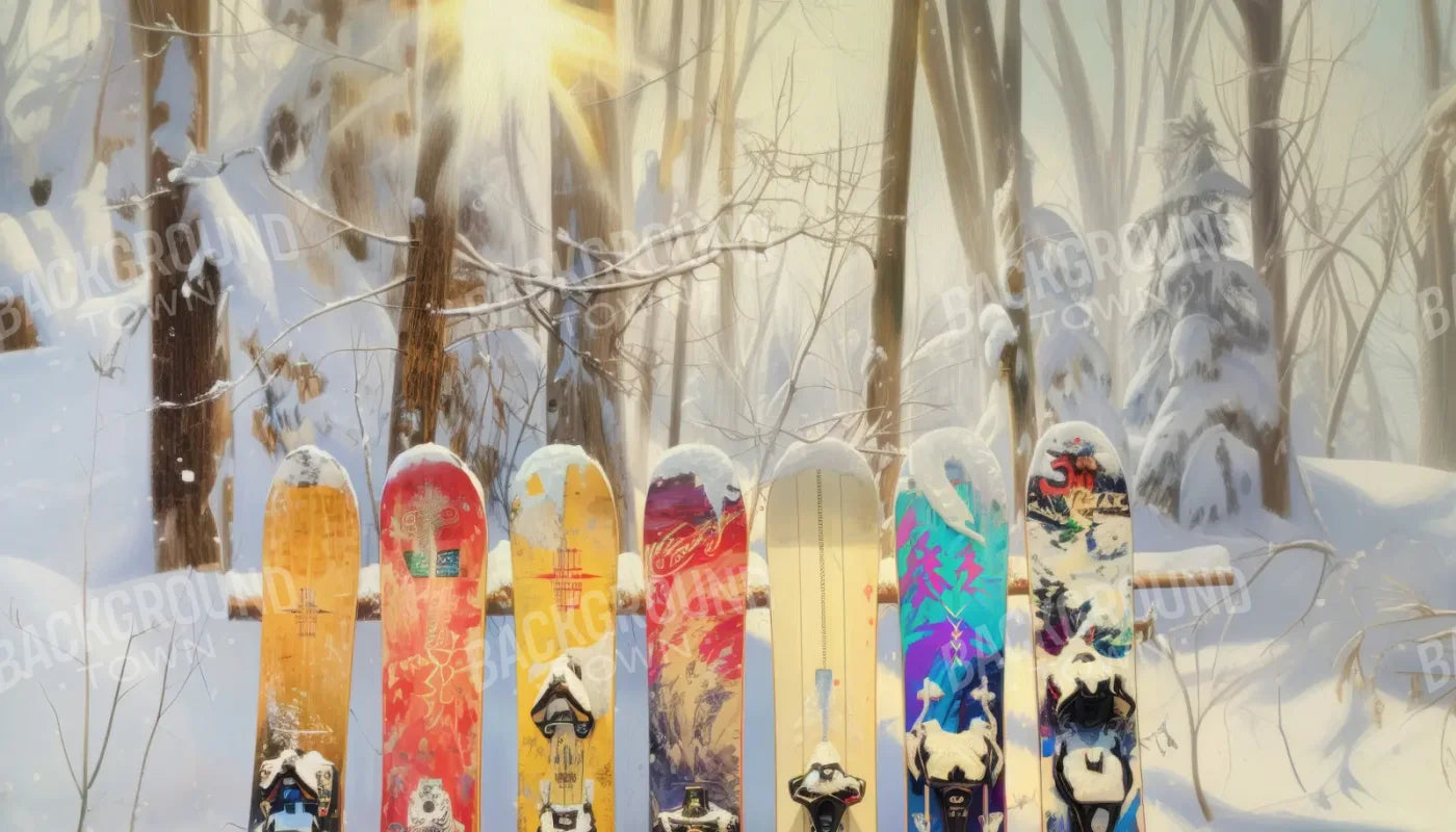 Snow Boards In The Woods 14’x8’ UltraCloth (168 x 96 inch) Backdrop
