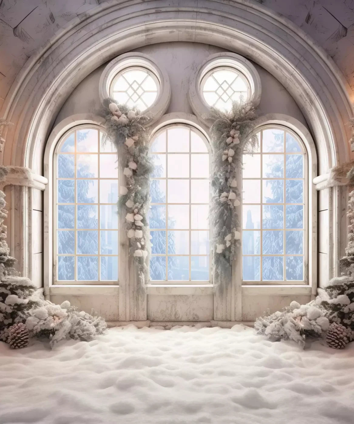 Snowy Ballroom 10’X12’ Ultracloth (120 X 144 Inch) Backdrop